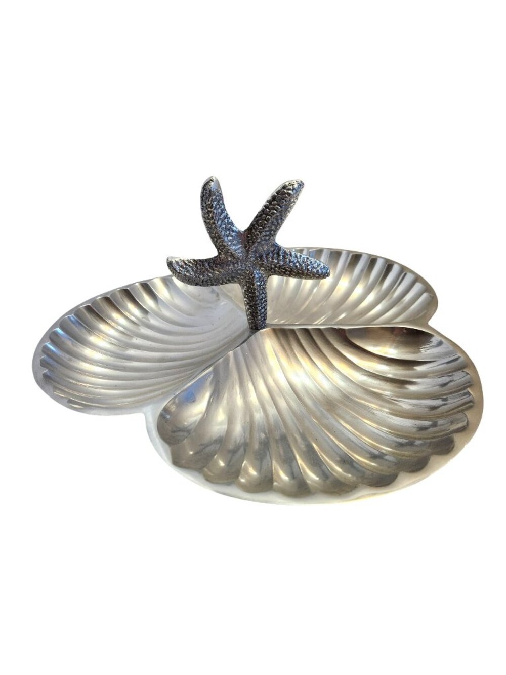 Sonoma Silver Starfish Shell-Shaped Divided Serving Tray Coastal Design